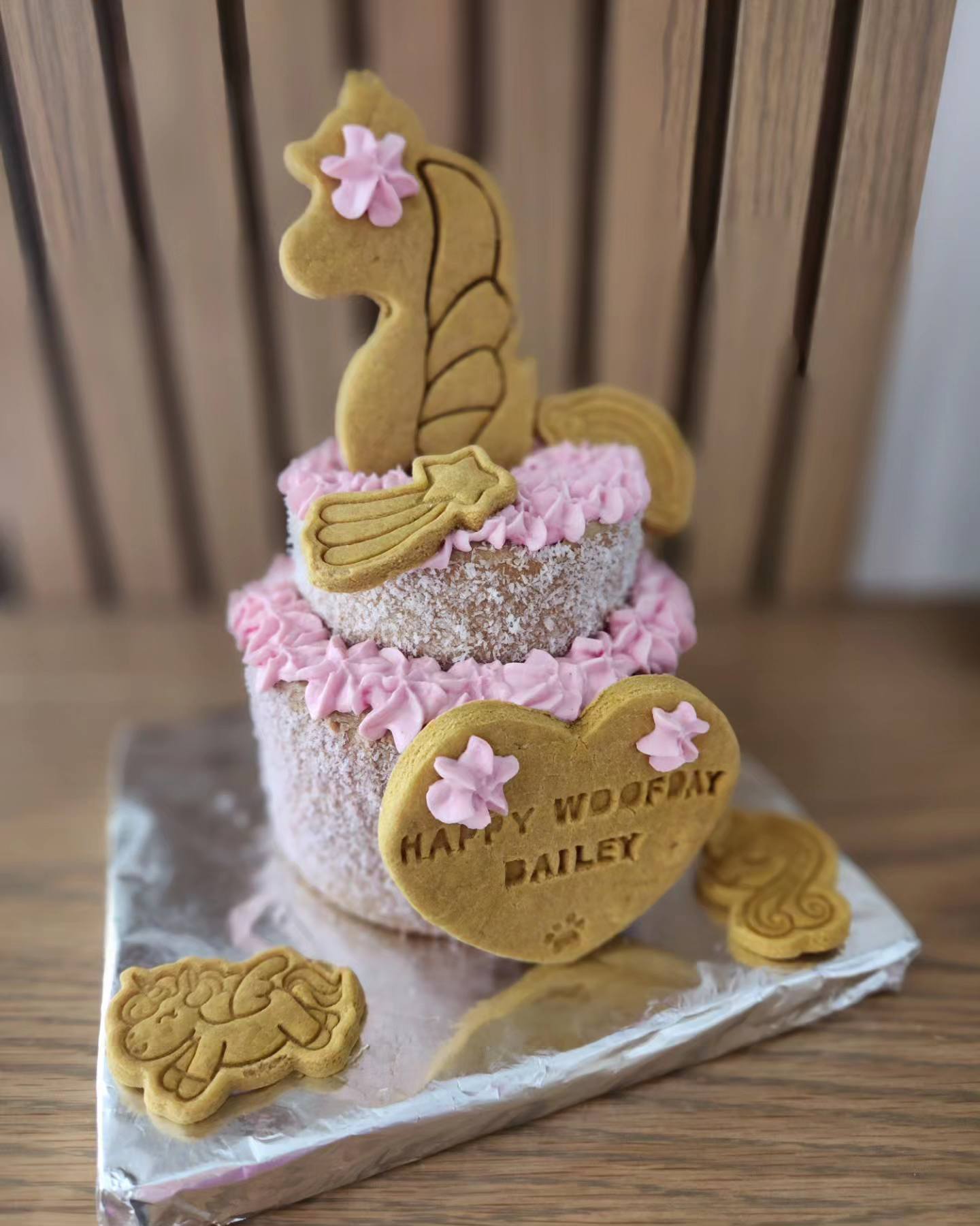 Unicorn Woofday Cake: 2 Tier Round Cakes 5" by 3"